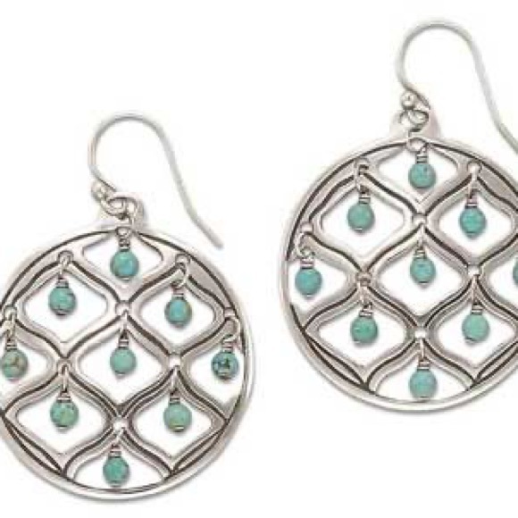 Silpada Sterling Silver Blue Green Howlite Earrings W1682 - Picture 5 of 10